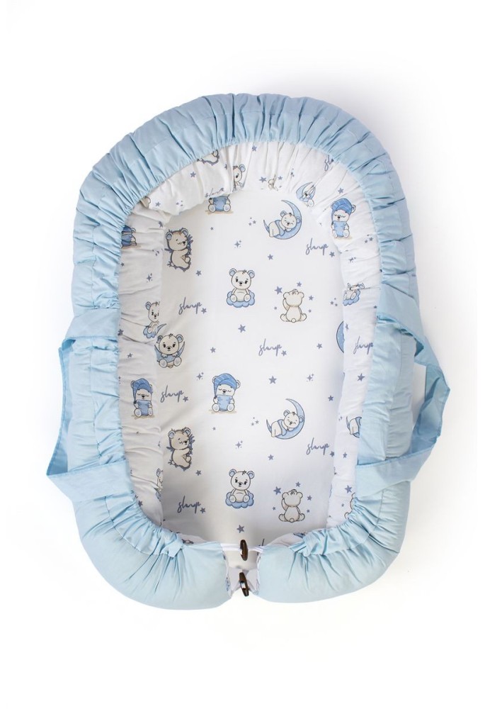 Φωλιά Ύπνου bebe Bear's Nest 03 85x60x15 White-Sky Blue 100% Cotton Φωλιά Ύπνου bebe Bear's Nest 03 85x60x15 White-Sky Blue 100% Cotton