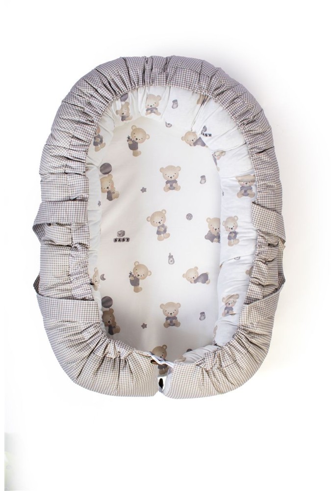 Φωλιά Ύπνου bebe Bear's Nest 05 85x60x15 White-Grey 100% Cotton Φωλιά Ύπνου bebe Bear's Nest 05 85x60x15 White-Grey 100% Cotton