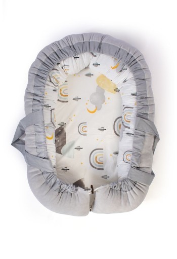 Φωλιά Ύπνου bebe Rainbow 01 85x60x15 White-Grey 100% Cotton Φωλιά Ύπνου bebe Rainbow 01 85x60x15 White-Grey 100% Cotton
