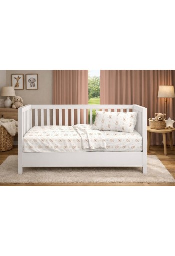 Παπλωματοθήκη Εμπριμέ bebe Newborn Bear 716 120x160 White-Beige 100% Cotton Παπλωματοθήκη Εμπριμέ bebe Newborn Bear 716 120x160 White-Beige 100% Cotton