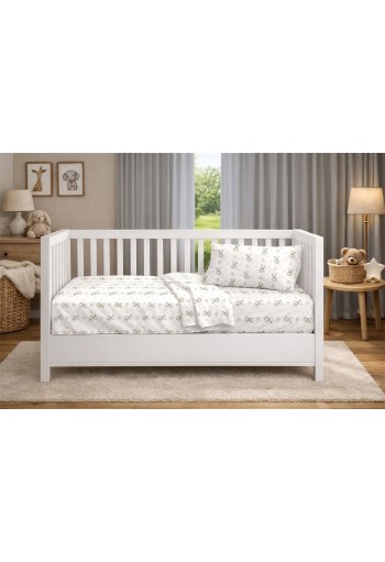 Παπλωματοθήκη Εμπριμέ bebe Newborn Bear 717 120x160 White-Grey 100% Cotton Παπλωματοθήκη Εμπριμέ bebe Newborn Bear 717 120x160 White-Grey 100% Cotton
