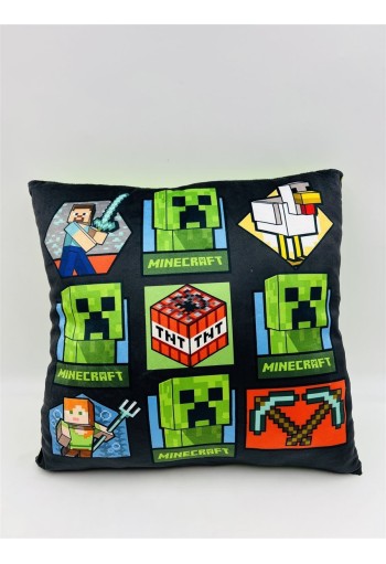 Βελούδινο Μαξιλάρι Mojang Minecraft 607 38X38 Light Green-Black 100% Velboa Βελούδινο Μαξιλάρι Mojang Minecraft 607 38X38 Light Green-Black 100% Velboa