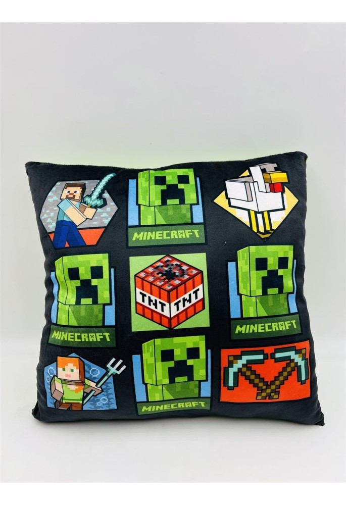 Βελούδινο Μαξιλάρι Mojang Minecraft 607 38X38 Light Green-Black 100% Velboa Βελούδινο Μαξιλάρι Mojang Minecraft 607 38X38 Light Green-Black 100% Velboa