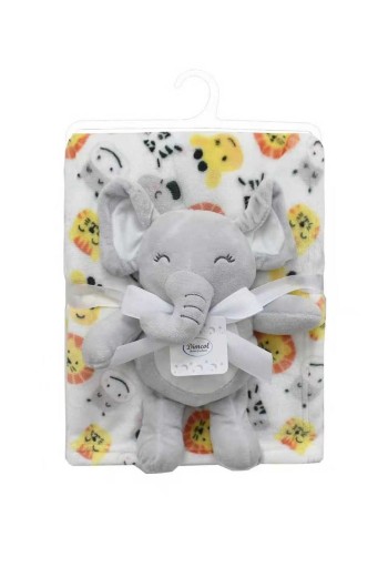 Λούτρινο Ζωάκι Σετ 2 Τεμ. bebe Elephant 23 Ύψος 25 cm & Εμπριμέ Κουβέρτα Coral Fleece 75x100 cm Grey 100% Polyester Λούτρινο Ζωάκι Σετ 2 Τεμ. bebe Elephant 23 Ύψος 25 cm & Εμπριμέ Κουβέρτα Coral Fleece 75x100 cm Grey 100% Polyester