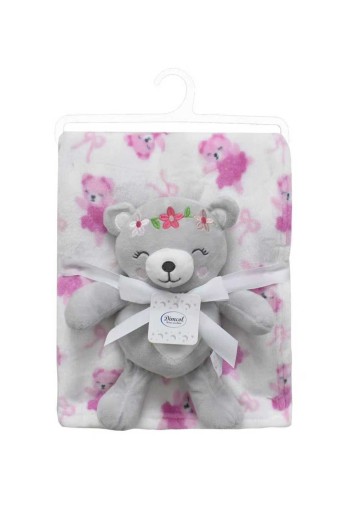 Λούτρινο Ζωάκι Σετ 2 Τεμ. bebe Teddy Bear 21 Ύψος 25 cm & Εμπριμέ Κουβέρτα Coral Fleece 75x100 cm Grey 100% Polyester Λούτρινο Ζωάκι Σετ 2 Τεμ. bebe Teddy Bear 21 Ύψος 25 cm & Εμπριμέ Κουβέρτα Coral Fleece 75x100 cm Grey 100% Polyester