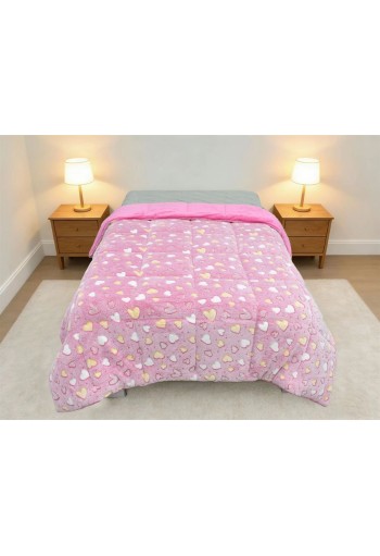 Κουβερτοπάπλωμα φωσφορίζον Hearts 175x225 Pink 100% Polyester Κουβερτοπάπλωμα φωσφορίζον Hearts 175x225 Pink 100% Polyester