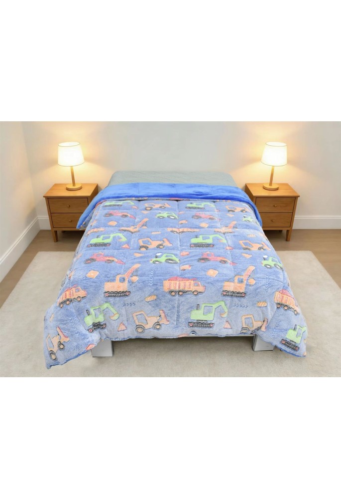 Κουβερτοπάπλωμα φωσφορίζον Bulldozer 175x225 Blue 100% Polyester Κουβερτοπάπλωμα φωσφορίζον Bulldozer 175x225 Blue 100% Polyester