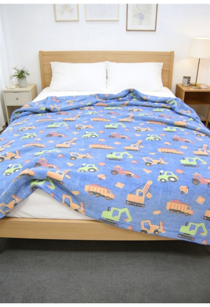 Κουβέρτα Fleece φωσφορίζουσα Bulldozer 175x225 Blue 100% Polyester Κουβέρτα Fleece φωσφορίζουσα Bulldozer 175x225 Blue 100% Polyester