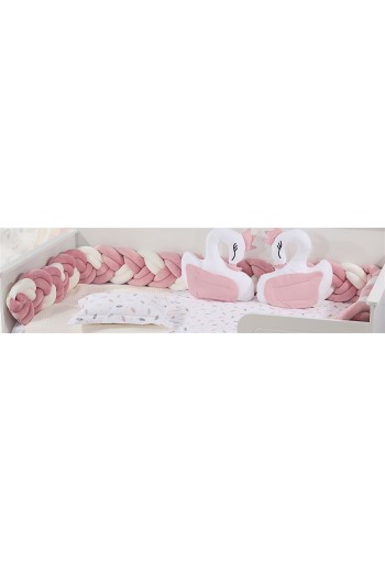 Πάντα Πλεξούδα bebe Velvet 20 Μήκος 220 cm White-Pink 100% Polyester Πάντα Πλεξούδα bebe Velvet 20 Μήκος 220 cm White-Pink 100% Polyester