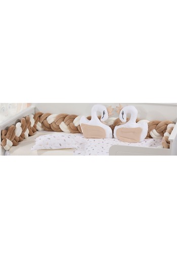 Πάντα Πλεξούδα bebe Velvet 21 Μήκος 220 cm White-Golden Beige 100% Polyester Πάντα Πλεξούδα bebe Velvet 21 Μήκος 220 cm White-Golden Beige 100% Polyester