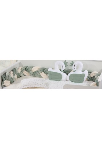 Πάντα Πλεξούδα bebe Velvet 22 Μήκος 220 cm White-Green 100% Polyester Πάντα Πλεξούδα bebe Velvet 22 Μήκος 220 cm White-Green 100% Polyester