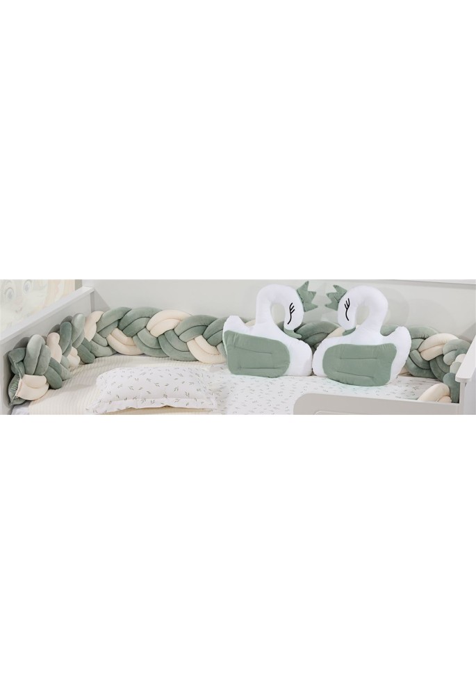 Πάντα Πλεξούδα bebe Velvet 22 Μήκος 220 cm White-Green 100% Polyester Πάντα Πλεξούδα bebe Velvet 22 Μήκος 220 cm White-Green 100% Polyester