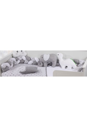 Πάντα Πλεξούδα bebe Τρίχρωμη 27 Μήκος 220 cm White-Grey 65/35 Cott/Pol Πάντα Πλεξούδα bebe Τρίχρωμη 27 Μήκος 220 cm White-Grey 65/35 Cott/Pol