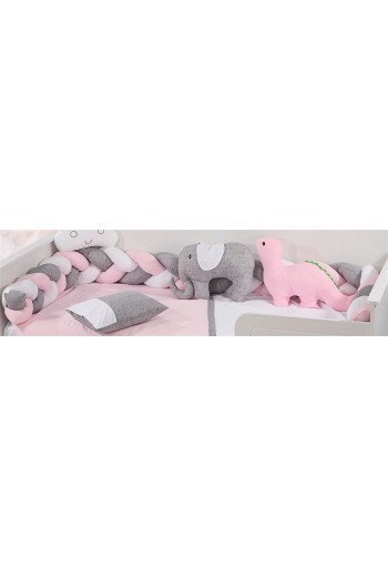 Πάντα Πλεξούδα bebe Τρίχρωμη 29 Μήκος 220 cm Grey-Pink 65/35 Cott/Pol Πάντα Πλεξούδα bebe Τρίχρωμη 29 Μήκος 220 cm Grey-Pink 65/35 Cott/Pol