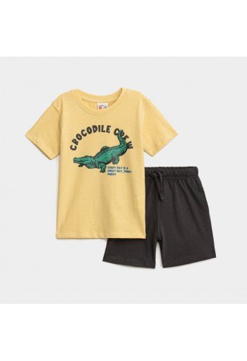 Funky Σετ Μπλούζα και Βερμούδα Crocodile Crew 124-301116-2 Μπεζ