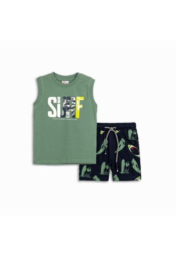 Funky Σετ Μπλούζα Αμάνικη και Βερμούδα Surf 125-301400-2 Πράσινο