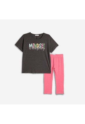 Funky Σετ Μπλούζα και Κολάν Κάπρι Mindset 125-519103-2 Ανθρακί Φούξια