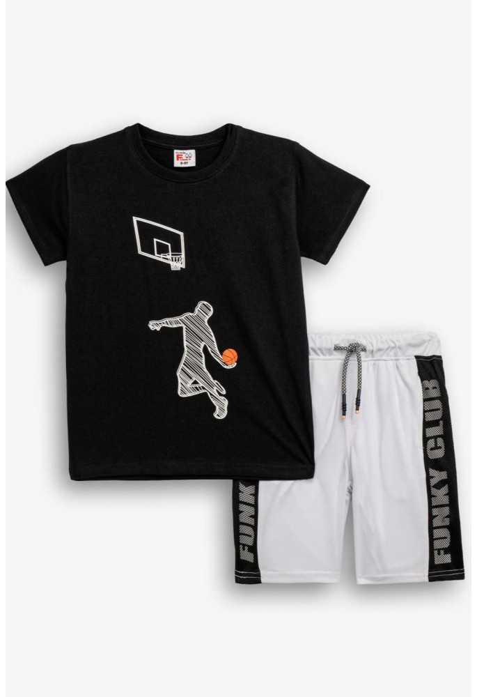 FUNKY Σετ Μπλούζα με Κοντό Μανίκι και Βερμούδα "Basketball Player" 126-101209-1 Μαύρο FUNKY Σετ Μπλούζα με Κοντό Μανίκι και Βερμούδα "Basketball Player" 126-101209-1 Μαύρο