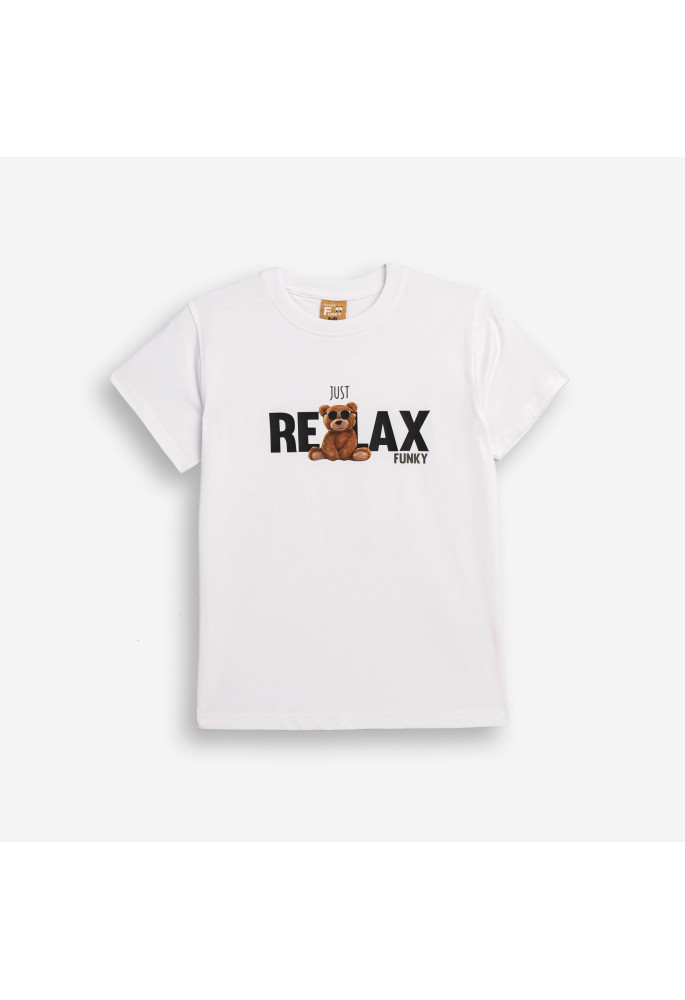 FUNKY Μπλούζα με Κοντό Μανίκι "Relax" 126-105107-1 Λευκό FUNKY Μπλούζα με Κοντό Μανίκι "Relax" 126-105107-1 Λευκό