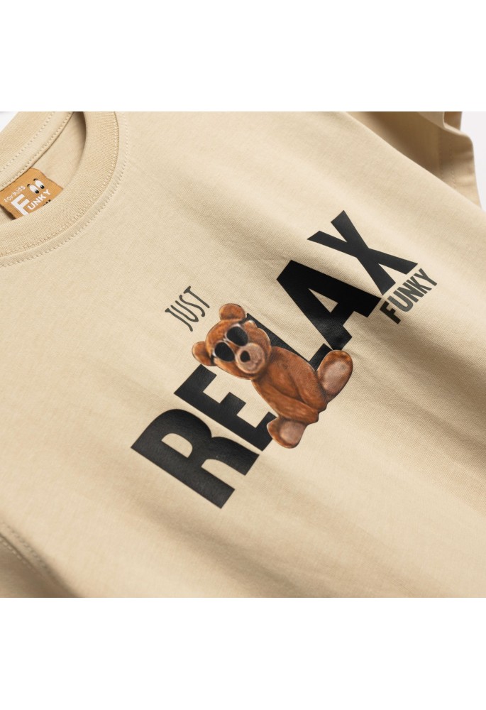 FUNKY Μπλούζα με Κοντό Μανίκι "Relax" 126-105107-2 Μπεζ FUNKY Μπλούζα με Κοντό Μανίκι "Relax" 126-105107-2 Μπεζ