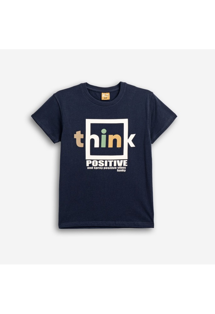 FUNKY Μπλούζα Κοντομάνικη με τύπωμα (think positive) 126-105110-1 Μπλε FUNKY Μπλούζα Κοντομάνικη με τύπωμα (think positive) 126-105110-1 Μπλε