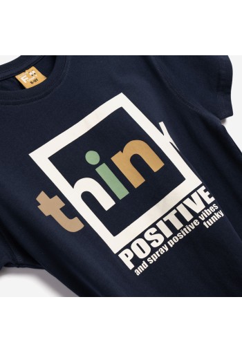 FUNKY Μπλούζα Κοντομάνικη με τύπωμα (think positive) 126-105110-1 Μπλε