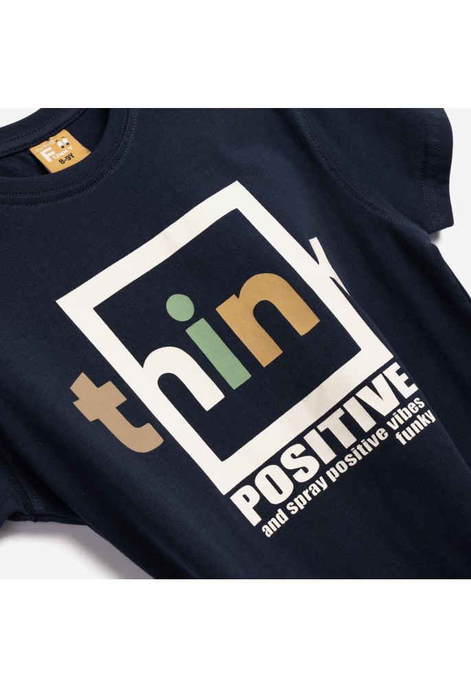 FUNKY Μπλούζα Κοντομάνικη με τύπωμα (think positive) 126-105110-1 Μπλε FUNKY Μπλούζα Κοντομάνικη με τύπωμα (think positive) 126-105110-1 Μπλε