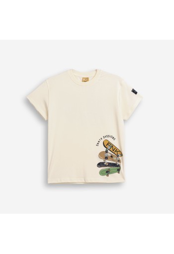 FUNKY Μπλούζα Κοντό Μανίκι SKATE 126-105113-1 ECRU