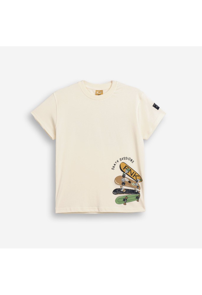 FUNKY Μπλούζα Κοντό Μανίκι SKATE 126-105113-1 ECRU FUNKY Μπλούζα Κοντό Μανίκι SKATE 126-105113-1 ECRU