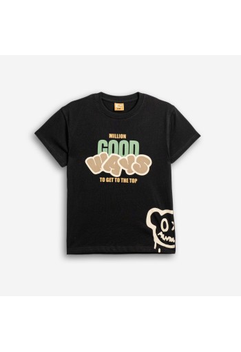 FUNKY Μπλούζα κοντομάνικη με τύπωμα (good ways) 126-105116-2 Μαύρο 