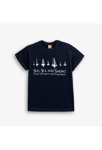 FUNKY Μπλούζα με Κοντό Μανίκι "Sun, Sea, Sailing" 126-105119-1 Μπλε
