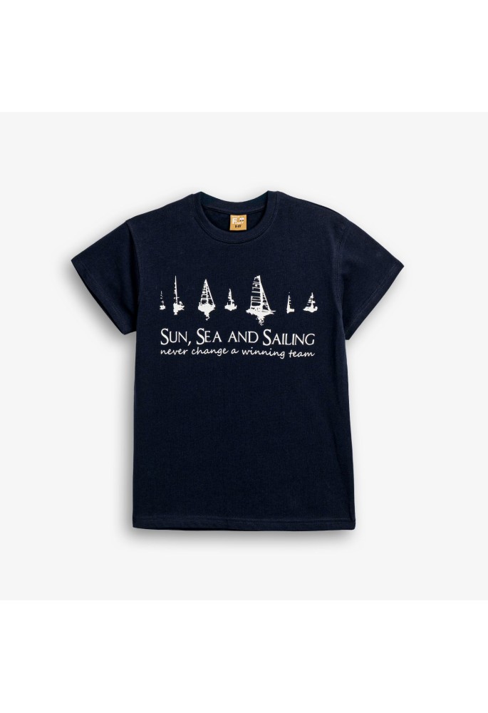 FUNKY Μπλούζα με Κοντό Μανίκι "Sun, Sea, Sailing" 126-105119-1 Μπλε FUNKY Μπλούζα με Κοντό Μανίκι "Sun, Sea, Sailing" 126-105119-1 Μπλε