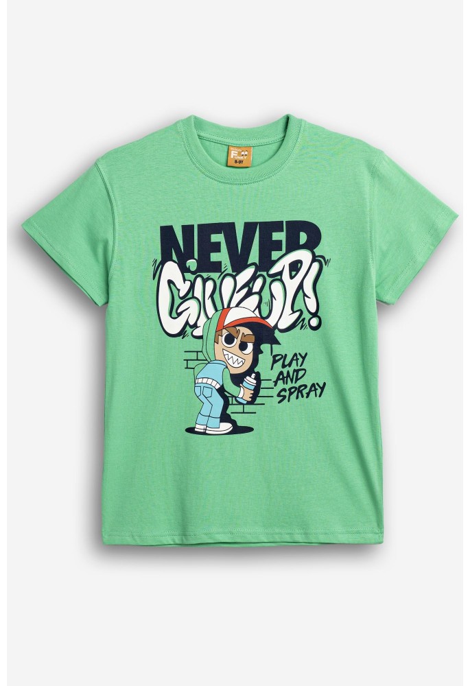 FUNKY Μπλούζα με Κοντό Μανίκι "Never Give Up" 126-105133-1 Πράσινο FUNKY Μπλούζα με Κοντό Μανίκι "Never Give Up" 126-105133-1 Πράσινο