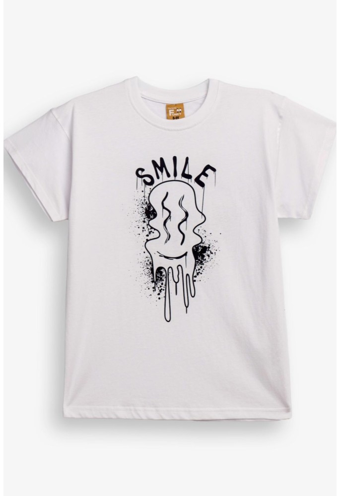 FUNKY Μπλούζα με Κοντό Μανίκι "Smile" 126-105139-1 Λευκό
