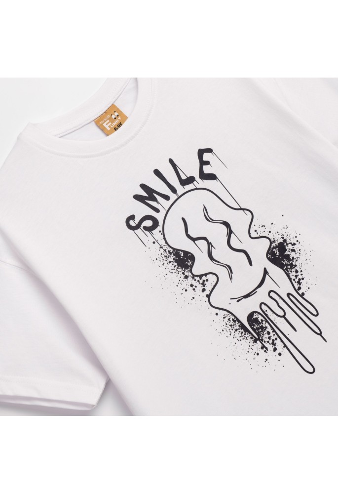FUNKY Μπλούζα με Κοντό Μανίκι "Smile" 126-105139-1 Λευκό
