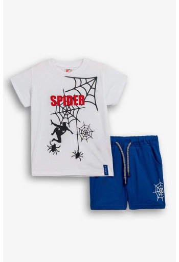 FUNKY Σετ Μπλούζα με Κοντό Μανίκι και Βερμούδα "Spider" 126-301108-2 Λευκό/Ρουά