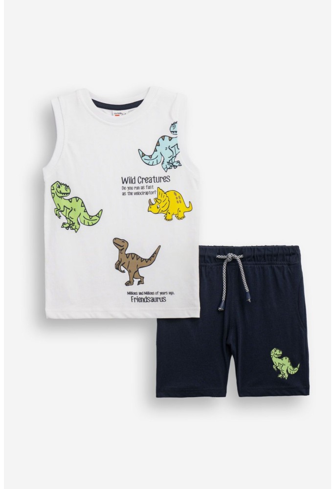 FUNKY Σετ Αμάνικη Μπλούζα και Βερμούδα "Wild Creatures" 126-301403-1 Λευκό/Μπλε FUNKY Σετ Αμάνικη Μπλούζα και Βερμούδα "Wild Creatures" 126-301403-1 Λευκό/Μπλε