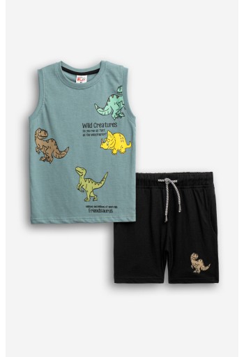 FUNKY Σετ Αμάνικη Μπλούζα και Βερμούδα "Wild Creatures" 126-301403-2 Storm Blue/Μαύρο