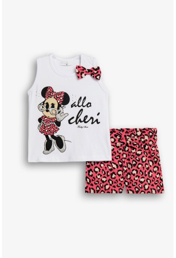 FUNKY Σετ Τοπ και Σορτς "Minnie" 126-724101-2 Λευκό/Φλαμίγκο