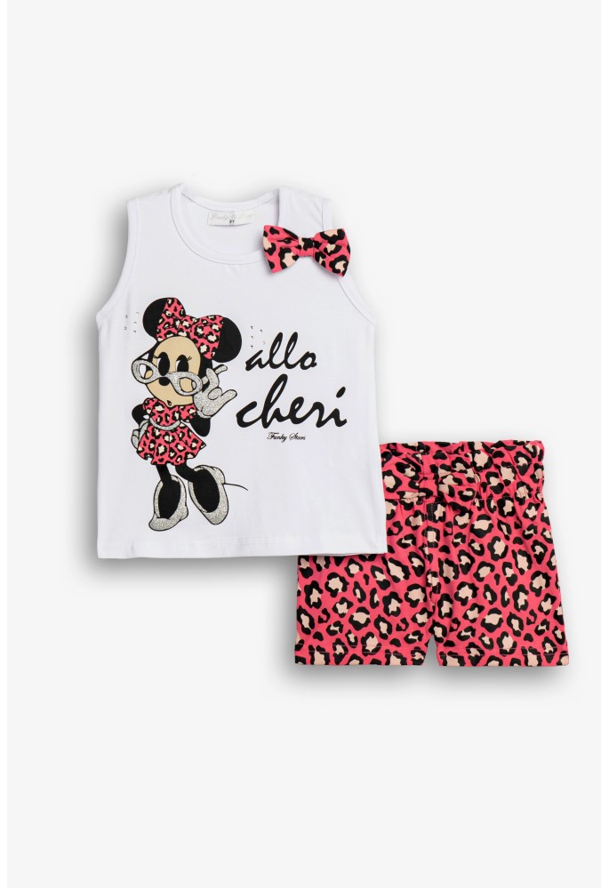 FUNKY Σετ Τοπ και Σορτς "Minnie" 126-724101-2 Λευκό/Φλαμίγκο FUNKY Σετ Τοπ και Σορτς "Minnie" 126-724101-2 Λευκό/Φλαμίγκο