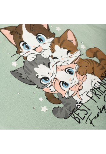 FUNKY Σετ Μπλούζα και Κολάν Κάπρι "Cats" 126-739100-2 Φυστικί/Μπλε FUNKY Σετ Μπλούζα και Κολάν Κάπρι "Cats" 126-739100-2 Φυστικί/Μπλε