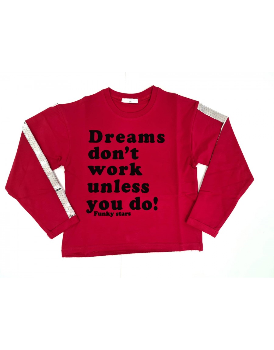 FUNKY Μπλούζα Dream's Don't Work Unless You Do 220-592100-1 Κόκκινο