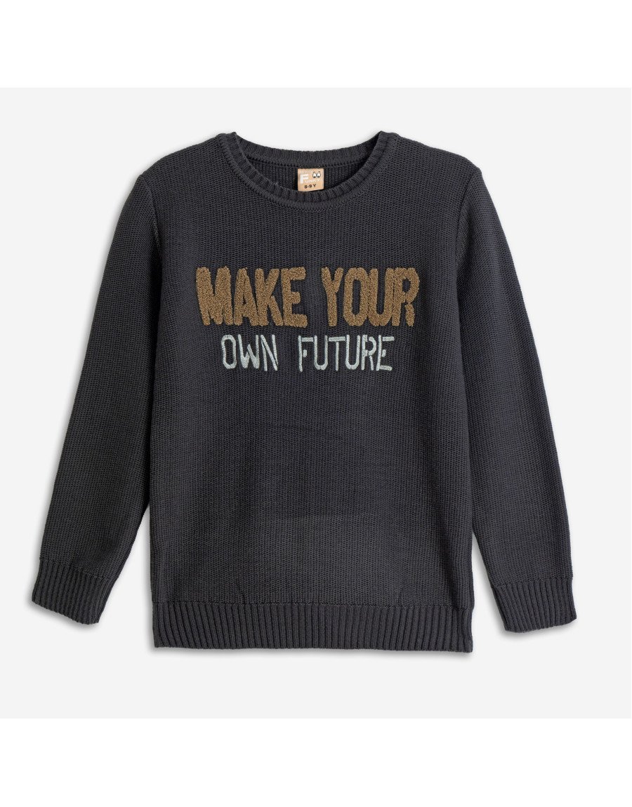 Funky Πουλόβερ Make Your Own Future 225-110101-1 Ανθρακί