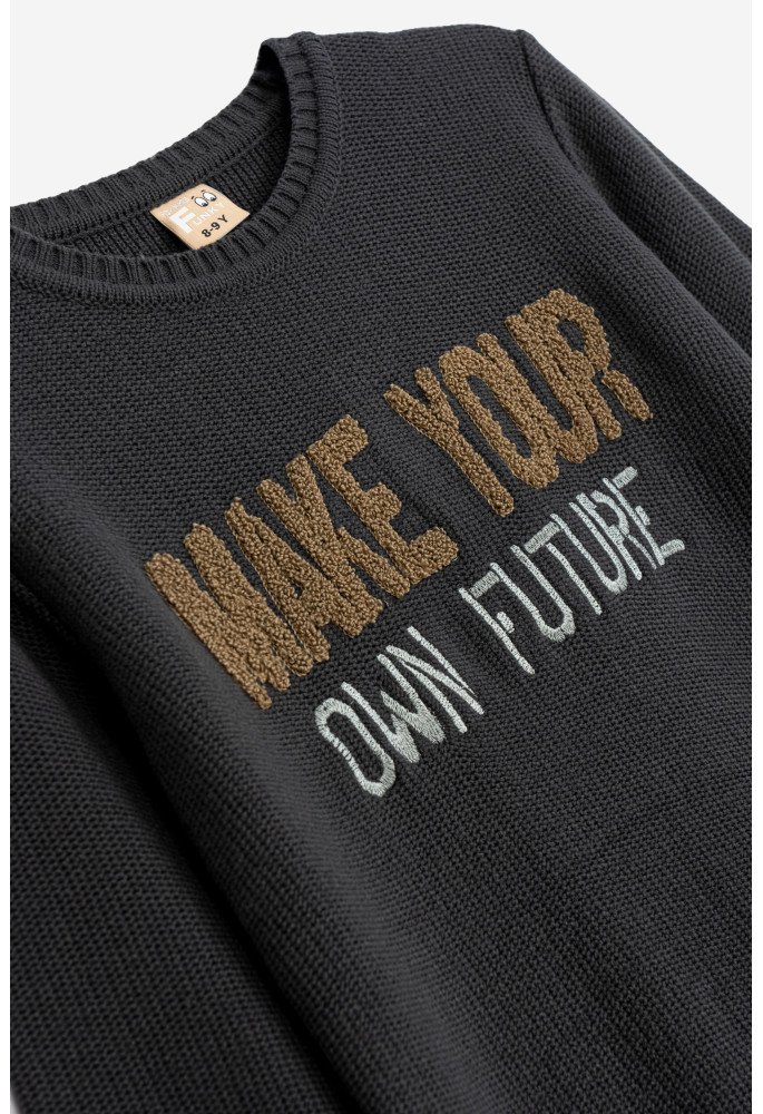 Funky Πουλόβερ Make Your Own Future 225-110101-1 Ανθρακί