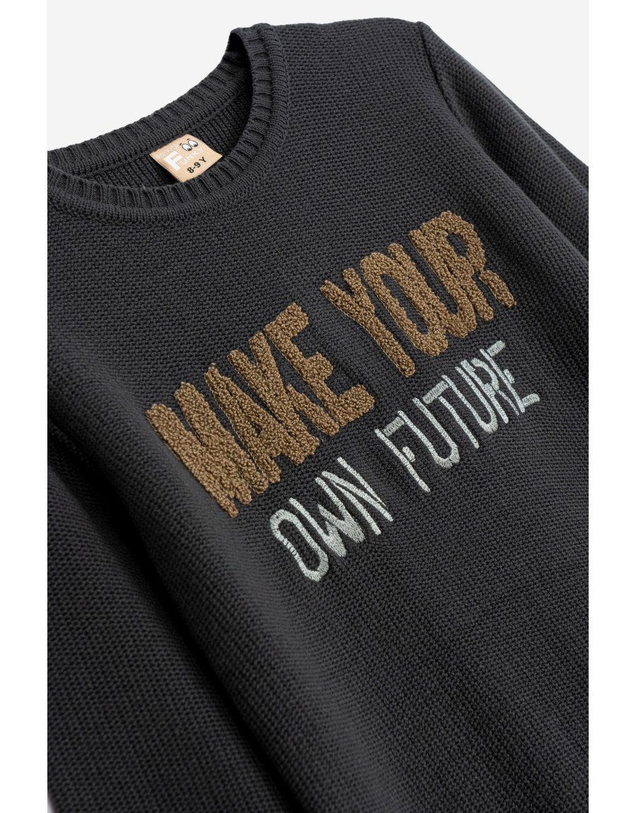 Funky Πουλόβερ Make Your Own Future 225-110101-1 Ανθρακί