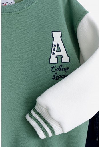 Funky Σετ Μπλούζα Φούτερ και Παντελόνι Φόρμας Α College League 225-317111-1 Πράσινο