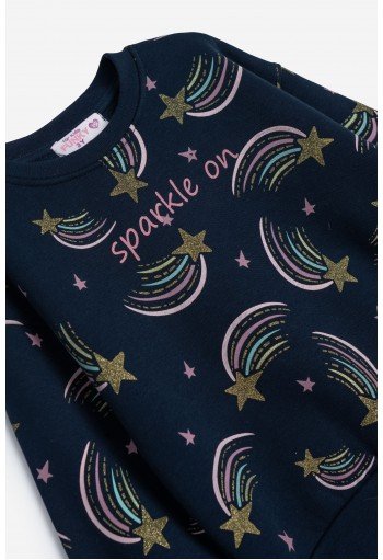 Funky Σετ Μπλούζα Φούτερ και Παντελόνι Φόρμας Sparkle on 225-717116-1 Μπλε