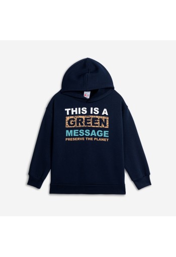 FUNKY Φούτερ με Κουκούλα ''Green Message'' 226-192104-3 Μπλε