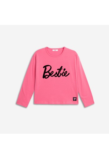 FUNKY Μπλούζα με Στρας "Bestie" 226-506125-1 Ροζ