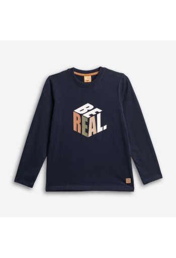 FUNKY Μπλούζα με Μακρύ Μανίκι "Be Real" 227-106100-1 Μπλε